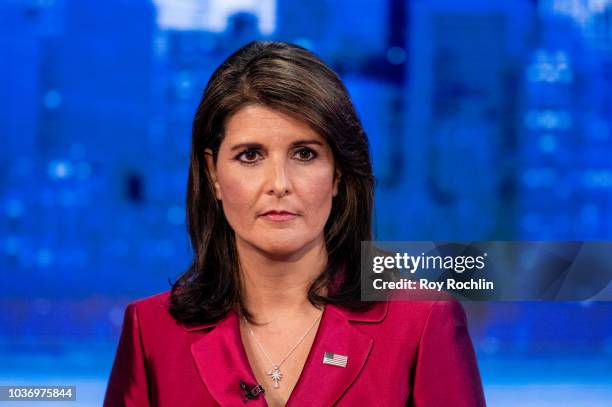 United States Ambassador to the United Nations Nikki Haley visits "The Story" With Martha MacCallum prior to the U.N. General Assembly at Fox News...