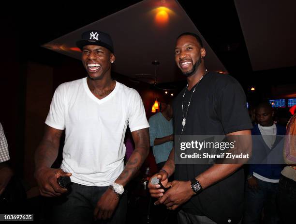Al Harrington and Tracy McGrady attend the 2010 Celebrity Bowling Tournament & Party at Lucky Strike on August 27, 2010 in New York City.