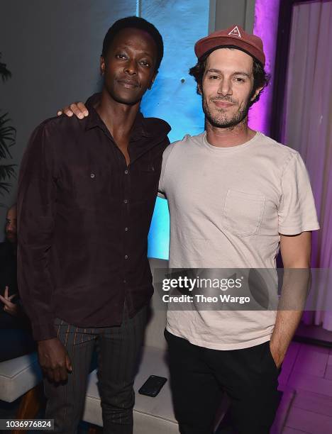 Edi Gathegi and Adam Brody attend the 2018 Tribeca TV Festival Opening Party at Spring Studios on September 20, 2018 in New York City.
