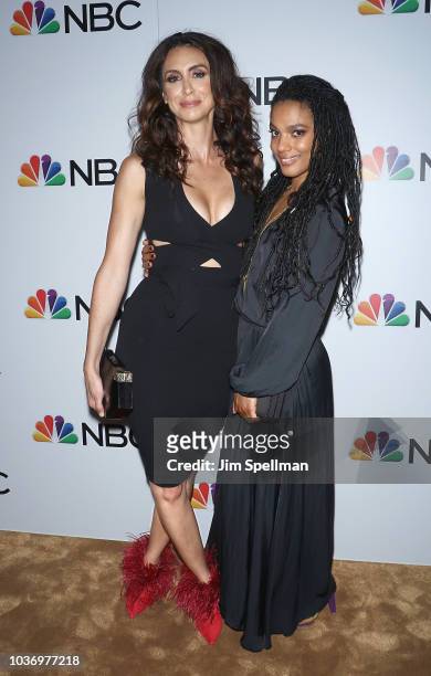 Actresses Mozhan Marno and Freema Agyeman attend the party for the casts of NBC's 2018-2019 Season hosted by NBC and The Cinema Society at Four...