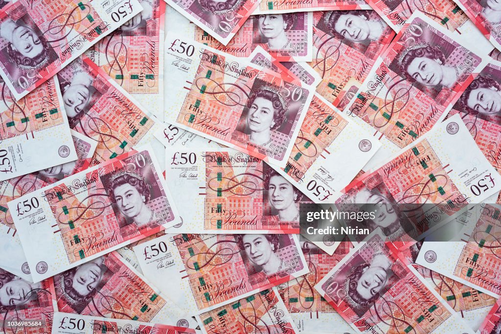 Background of British Fifty Pound Banknotes