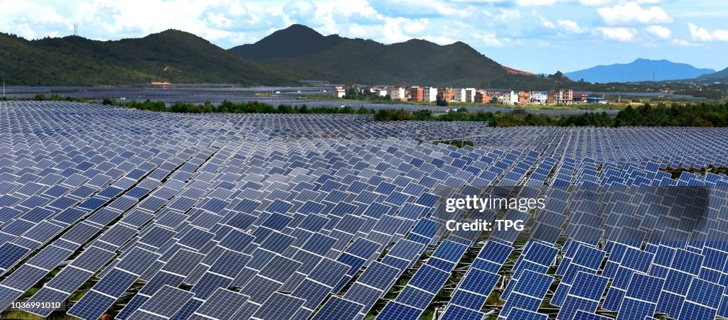 Photovoltaic power station in Leping,Jiangxi, China on 20 September 2018