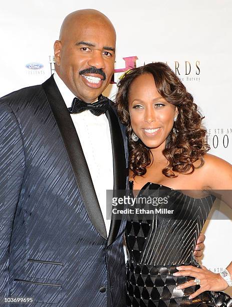 Actor/comedian Steve Harvey and his wife Marjorie Harvey arrive at the eighth annual Ford Hoodie Awards at the Mandalay Bay Events Center August 28,...