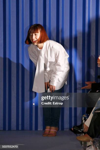 Fashion designer Xiao Li at the Xiao Li Show during London Fashion Week September 2018 at The BFC Show Space on September 14, 2018 in London, England.