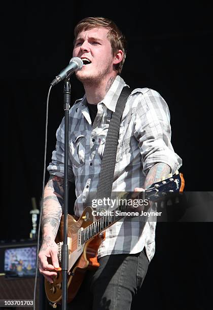 Brian Fallon of The Gaslight Anthem performs live on the Main stage during day Two of Reading Festival on August 28, 2010 in Reading, England.