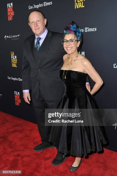 ÒEcho in the CanyonÓ producer Eric Barrett and guest arrive at the 2018 LA Film Festival opening night premiere of "Echo In The Canyon" at John Anson...