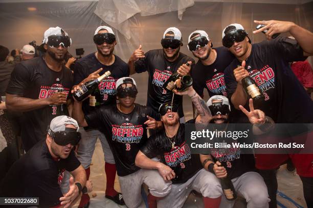 Steve Pearce, Eduardo Nunez, Xander Bogaerts, Rafael Devers, Christian Vazquez, Eduardo Rodriguez, Hector Velazquez, Sandy Leon, and William Cuevas...