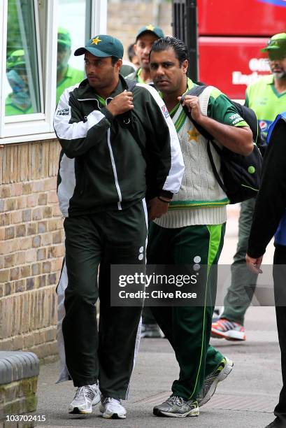 Pakistan coach Waqar Younis arrives ahead of day four of the 4th npower Test Match between England and Pakistan at Lord's on August 29, 2010 in...