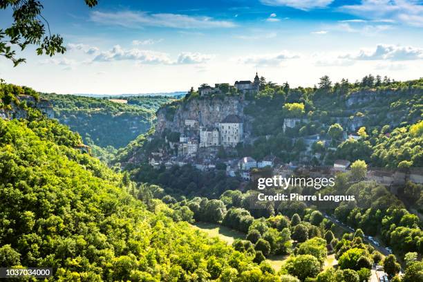 the village of rocamadour nested in mountain and forest - rocamadour ストックフォトと画像
