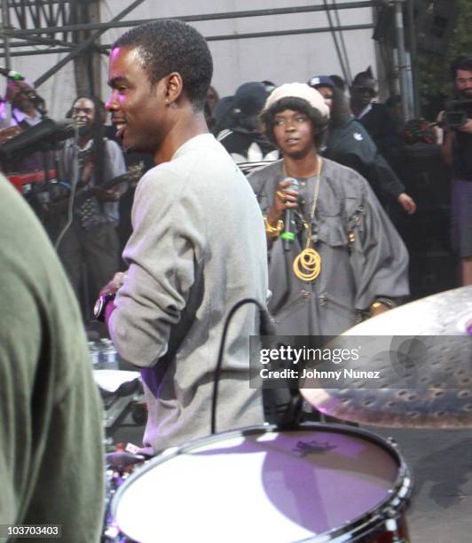 Chris Rock and Lauryn Hill attend the 7th Annual Rock The Bells festival on Governors Island on August 28, 2010 in New York City.