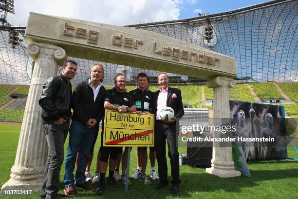 Lothar Matthaeus launches with TV presenter Reinhold Beckmann the Day of Legends at the Olympic Stadium on August 29, 2010 in Munich, Germany. Five...