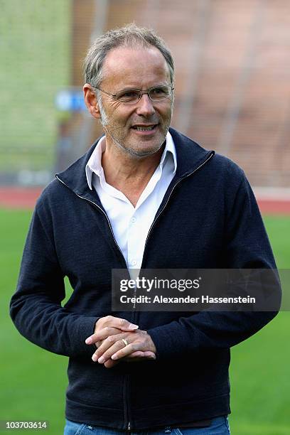 Presenter Reinhold Beckmann poses during the launch of the Day of Legends at the Olympic Stadium on August 29, 2010 in Munich, Germany. Five extreme...