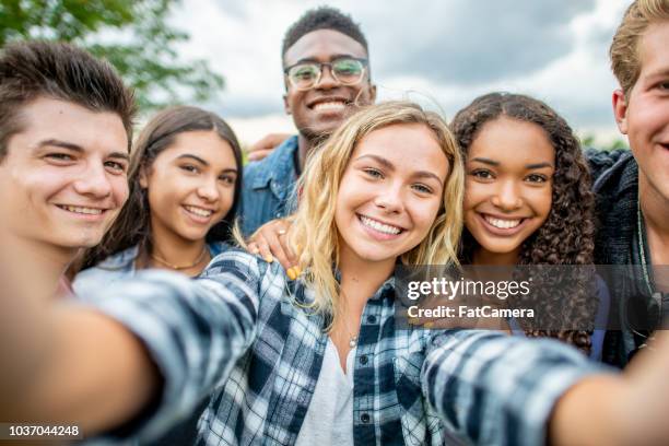 group selfie! - clique stock pictures, royalty-free photos & images