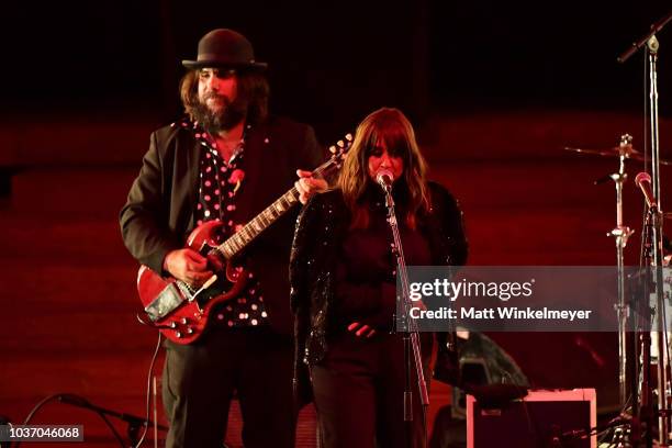 Fernando Perdomo and Cat Power perform onstage during the 2018 LA Film Festival opening night premiere of "Echo In The Canyon" at John Anson Ford...