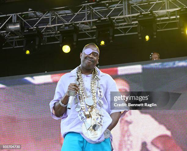 Recording artist Slick Rick performs during the 7th Annual Rock The Bells festival on Governors Island on August 28, 2010 in New York City.