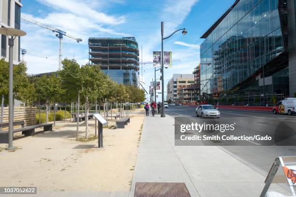 Construction of Chase Center, the new home of the Golden State Warriors basketball team, in the Mission Bay neighborhood of San Francisco,...