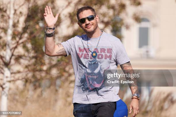 Actor Tom Hardy attends the 'Venom' photocall at Zaryadie park on September 21, 2018 in Moscow, Russia.