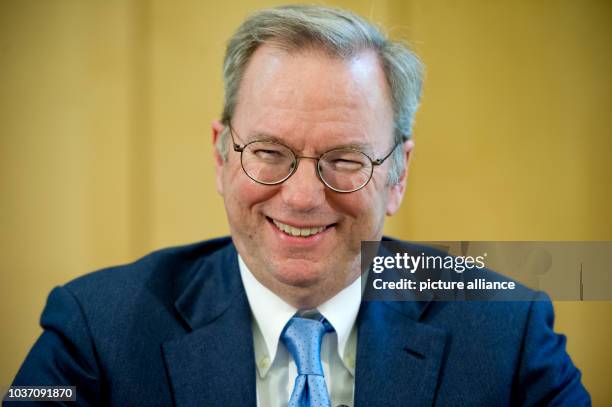 Eric Schmidt, chairman of Google's administrative board, speaks about his new book 'The New Digital Age. Reshaping the Future of People, Nations and...