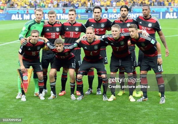 Germany's team goal keeper Manuel Neuer, Toni Kroos, Miroslav Klose, Mats Hummels, Sami Khedira, Jerome Boateng, Philipp Lahm, Thomas Mueller,...