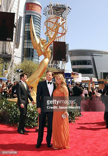 Show host Jimmy Fallon and producer Nancy Juvonen arrive at the 62nd Annual Primetime Emmy Awards held at the Nokia Theatre L.A. Live on August 29,...
