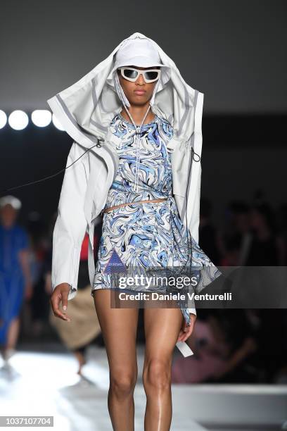 Model walks the runway at the Sportmax show during Milan Fashion Week Spring/Summer 2019 on September 21, 2018 in Milan, Italy.