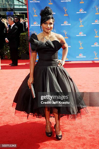 Actress Mindy Kaling arrives at the 62nd Annual Primetime Emmy Awards held at the Nokia Theatre L.A. Live on August 29, 2010 in Los Angeles,...