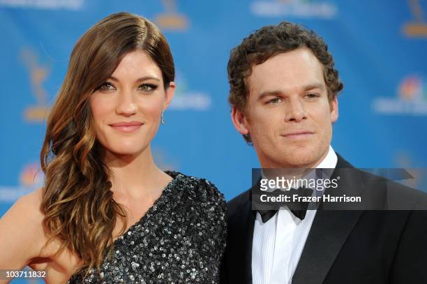 Actress Jennifer Carpenter and actor Michael C. Hall arrive at the 62nd Annual Primetime Emmy Awards held at the Nokia Theatre L.A. Live on August...