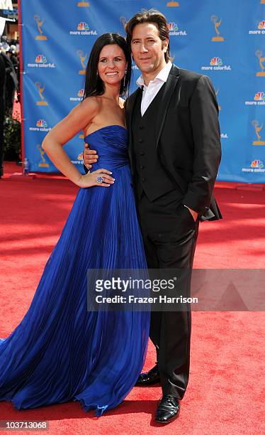Annie Wood and actor Henry Ian Cusick arrive at the 62nd Annual Primetime Emmy Awards held at the Nokia Theatre L.A. Live on August 29, 2010 in Los...