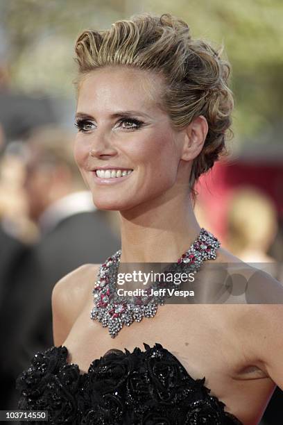 Model/TV personality Heidi Klum arrives at the 62nd Annual Primetime Emmy Awards held at the Nokia Theatre L.A. Live on August 29, 2010 in Los...