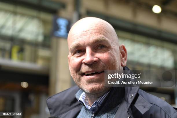 The captain of the European Ryder Cup team Thomas Bjorn arrives at Gare du Nord station on September 21, 2018 in Paris, France.