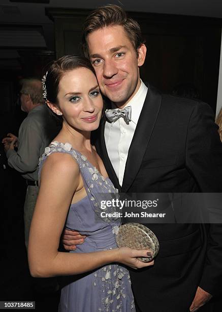 Actress Emily Blunt and actor John Krasinski attend the AMC After Party for the 62nd Annual EMMY Awards at Soho House on August 29, 2010 in West...