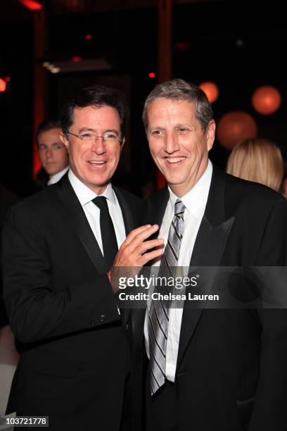 Host Stephen Colbert and MTV Networks Entertainment Group President Doug Herzog attend Comedy Central's 62nd Annual Emmy After Party at The Colony on...