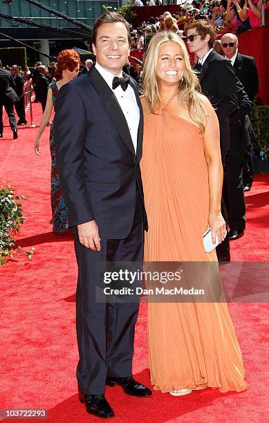 Personality Jimmy Fallon and Nancy Juvonen attend the 62nd Annual Primetime Emmy Awards at Nokia Theatre Live L.A. On August 29, 2010 in Los Angeles,...