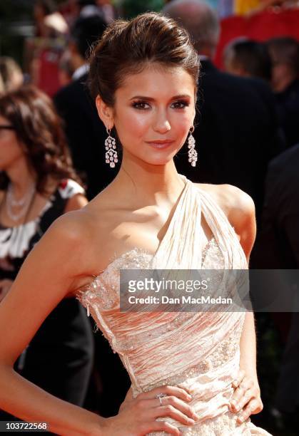 Actress Nina Dobrev attends the 62nd Annual Primetime Emmy Awards at Nokia Theatre Live L.A. On August 29, 2010 in Los Angeles, California.