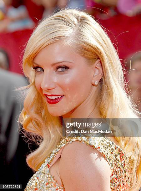 Actress Heather Morris attends the 62nd Annual Primetime Emmy Awards at Nokia Theatre Live L.A. On August 29, 2010 in Los Angeles, California.