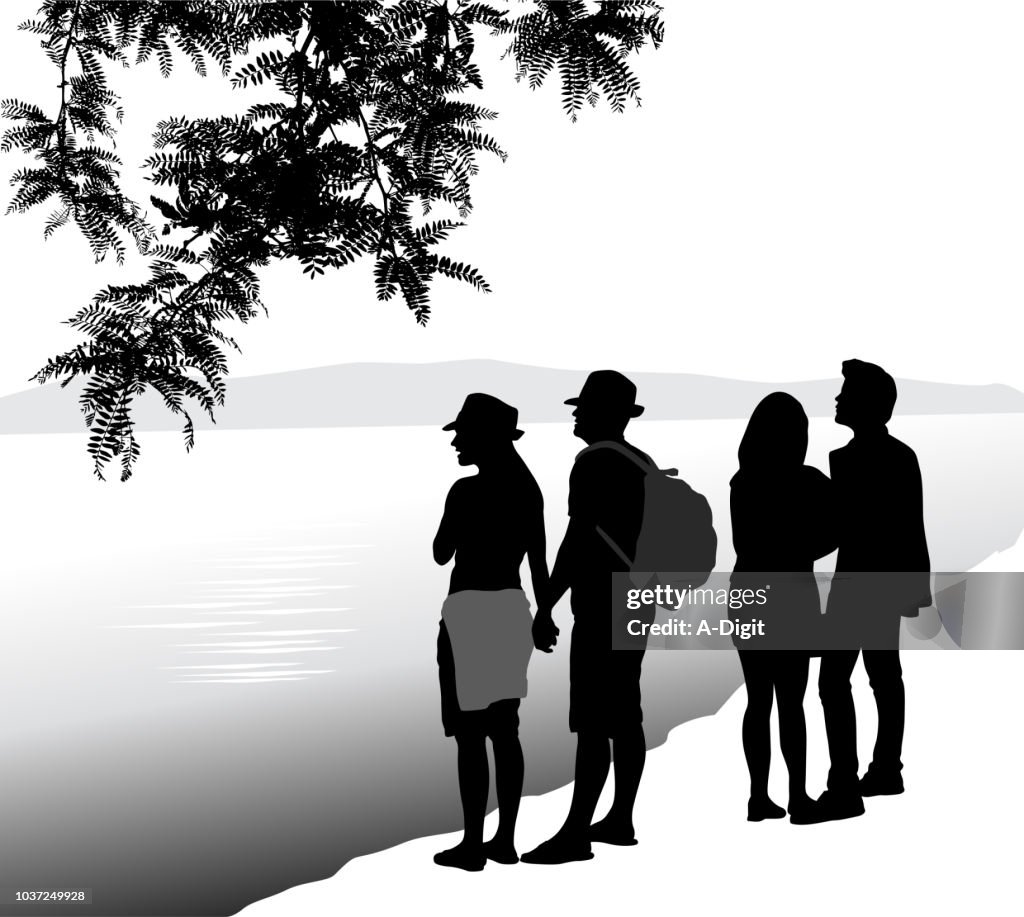 Young Tourists Hike