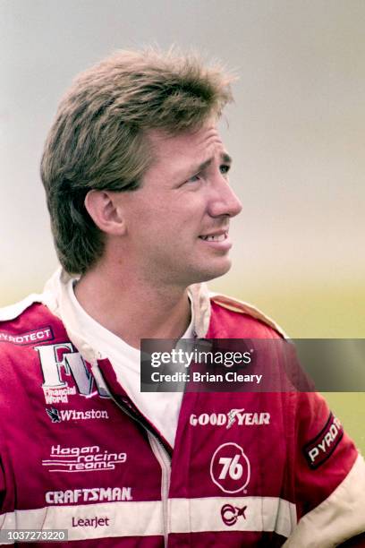 John Andretti is shown in the pits before the Pepsi 400 NASCAR Winston Cup race at Daytona International Speedway on July 2, 1994 in Daytona Beach,...