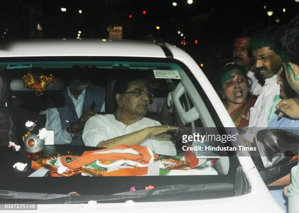 Veteran Congress leader Somen Mitra arrives for a press conference after being appointed as the new president of the party in West Bengal, at Bidhan...