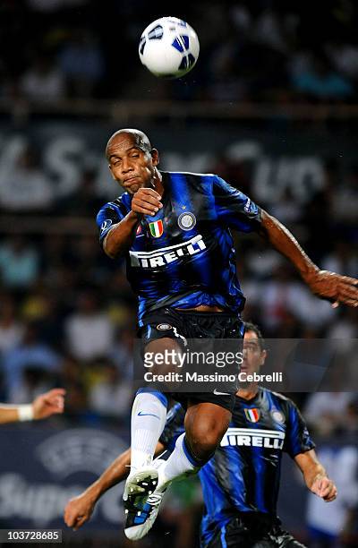 Sisenando Maicon Douglas of FC Inter Milan in action during the UEFA Super Cup match between FC Inter Milan and Atletico de Madrid at Louis II...