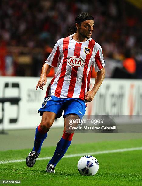 Tomas Ujfalusi of Atletico de Madrid in action during the UEFA Super Cup match between FC Inter Milan and Atletico de Madrid at Louis II Stadium on...