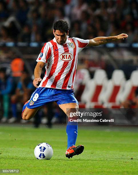 Raul Garcia of Atletico de Madrid in action during the UEFA Super Cup match between FC Inter Milan and Atletico de Madrid at Louis II Stadium on...