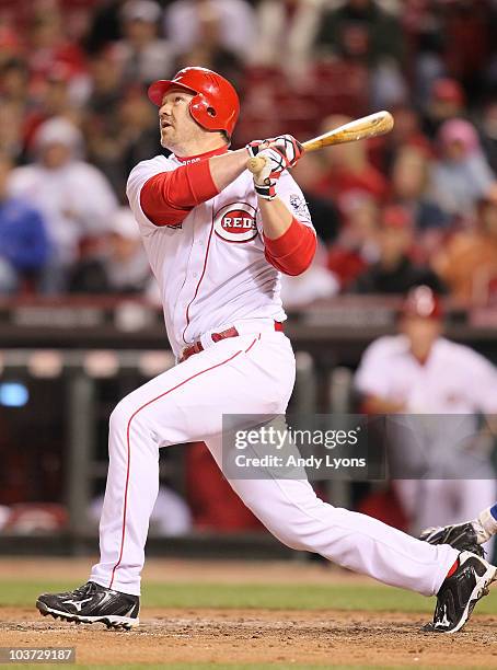 Scott Rolan Cincinnati Reds Scott Rolen of the Cincinnati Reds swings at a pitch during the game ...