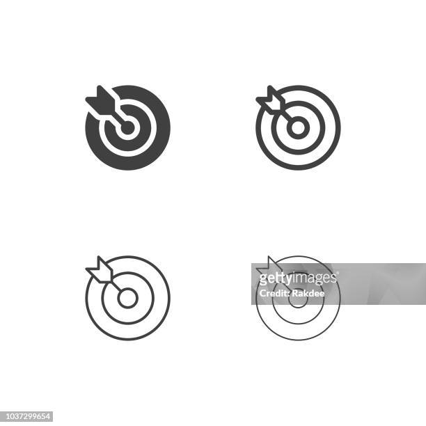 target and arrow icons - multi series - archery bow stock illustrations