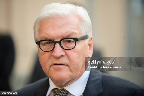 German Foreign Minister Frank-Walter Steinmeier arrives to a meeting of the OSCE troika in Villa Borsig in Berlin, Germany, 12 April 2016. The...