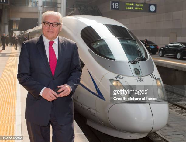 German Foreign Minister Frank-Walter Steinmeier drives with the train from Peking to Shijiazhuang, China, 13 April 2014. Steinmeier visits Japan and...