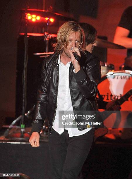 Jon Foreman lead singer of the group Switchfoot performs at the Greek Theater on August 29, 2010 in Los Angeles, California.