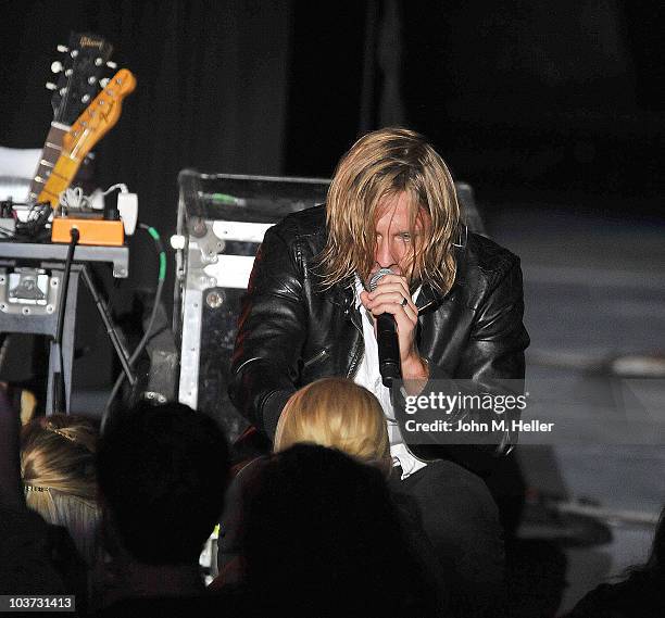 Jon Foreman lead singer of the group Switchfoot performs at the Greek Theater on August 29, 2010 in Los Angeles, California.