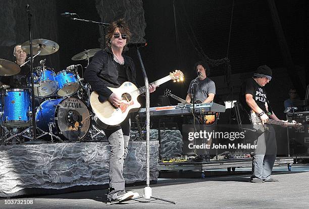 Los Angeles area high school and college students attend the Grammy Foundation's sound check and Q and A with the Goo Goo Dolls Drums Mike Malinin,...
