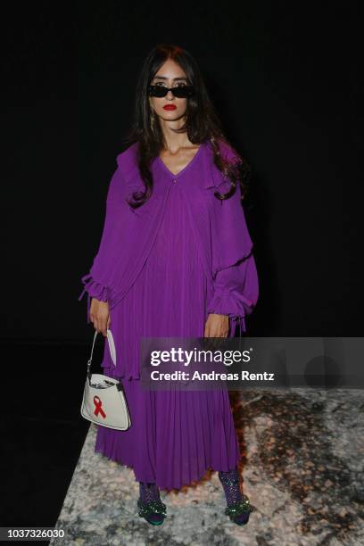 Valeria Lazzarini arrives at the Marco De Vincenzo show during Milan Fashion Week Spring/Summer 2019 on September 21, 2018 in Milan, Italy.