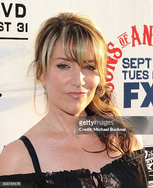 Actress Katey Sagal arrives at the premiere premiere of FX and FOX 21's "Sons Of Anarchy" Season 3 at the Arclight Theatre on August 30, 2010 in...